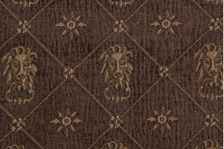 Lion Face Chenille Tapestry Upholstery Fabric in Moss 