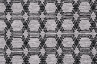 Hexagon Woven Upholstery Fabric in Silver/Black 