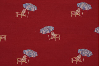 Beach Chair Tapestry Upholstery Fabric in Red 