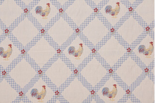 Rooster Trellis Tapestry Upholstery Fabric in Primary 