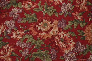 Braemore Floral Printed Drapery Fabric in Red 