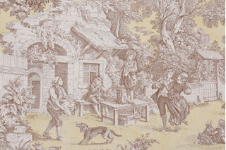 Portfolio Toile Printed Drapery Fabric in Yellow/Grey 