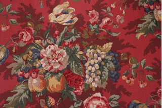 P Kaufmann Queensland Printed Cotton Drapery Fabric in Crimson 