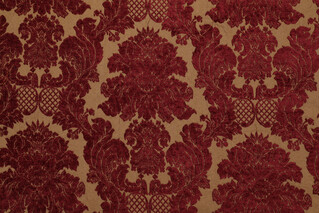 Stephano Chenille Damask Upholstery Fabric in Garnet