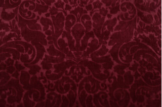 Padilla Damask Velvet Upholstery Fabric in Wine