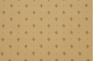 Fleur De Lis Printed Cotton Drapery Fabric in Gold