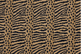 Animal Stripe Woven Chenille Upholstery Fabric in Gold/Black