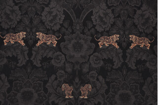 Tiger Damask Decorator Fabric in Carbon