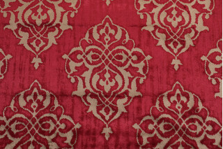Damask Velvet Upholstery Fabric in Ruby