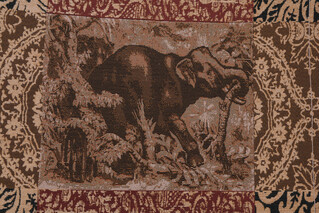 Elephant Woven Chenille Pillow Square Fabric in Black/Multi