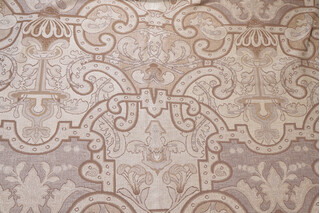 Wilda Chenille Damask Upholstery Fabric in Natural