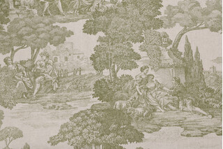 Waverly La Belle Campagne Printed Cotton Drapery Fabric in Sage