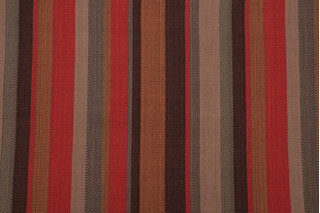 Multi Stripe Woven Upholstery Fabric in Barn Red 