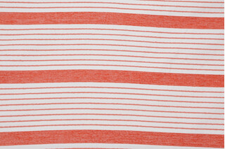 Bella Dura Porter Stripe Woven Polyolefin Chenille Outdoor Fabric in Coral 
