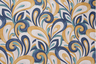 Hamilton Fantasia Printed Cotton Drapery Fabric in Azure 