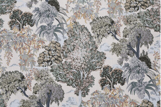 Hamilton Gifford Printed Cotton Drapery Fabric in Ivory 