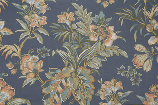 Hamilton Bellemeade Printed Cotton Drapery Fabric in Slate 