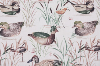Hamilton Decoy Printed Cotton Drapery Fabric in Natural 
