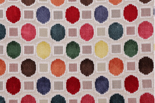 Hamilton Orbits Velvet Upholstery Fabric in Kaleidoscope 