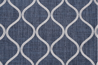 PK Lifestyles Griffith Embroidered Drapery Fabric in Marine 