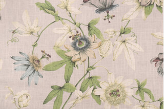 P Kaufmann Country Cottage Printed Linen Blend Drapery Fabric in Dove