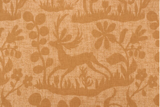 Thibaut Chestnut F96330 Printed Linen Blend Drapery Fabric in Gold