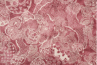 P Kaufmann Temple Lion Printed Cotton Drapery Fabric in Claret