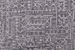 Jennifer Adams Home Tanner Printed Cotton Blend Drapery Fabric in Charcoal for Covington