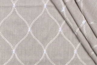 PK Lifestyles Deane Embroidered Drapery Fabric in Sterling