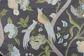 Thibaut Janta Bazaar F964157 Printed Linen Blend Drapery Fabric in Charcoal