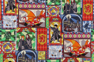 Harry Potter Licensed Stained Glass Windows Printed Cotton Craft Fabric