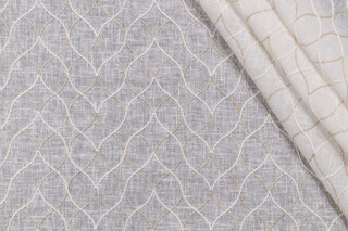 PK Lifestyles Harlequin Stitch Sheer Embroidered Drapery Fabric in Linen