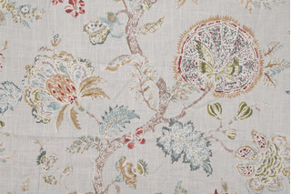 1 Yard P Kaufmann Retreat Printed Linen Blend Drapery Fabric in Blue Citrine