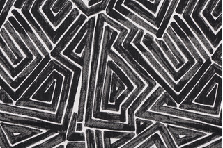Lacefield Maze-Chatham White Printed Cotton Blend Drapery Fabric in Mars Black