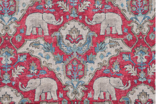 1 Yard Hilary Farr Loxodonta Printed Linen Blend Drapery Fabric in Berry for Covington