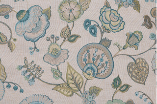 Flowerhill Tapestry Upholstery Fabric in Peacock