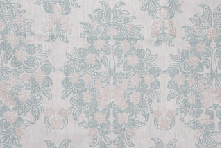 Ella Printed Linen Drapery Fabric in Aqua
