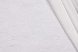 Shell Trellis Woven Solution Dyed Acrylic Matelasse Outdoor Fabric in Ivory