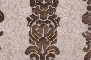 Triana Woven Chenille Damask Upholstery Fabric in Pecan