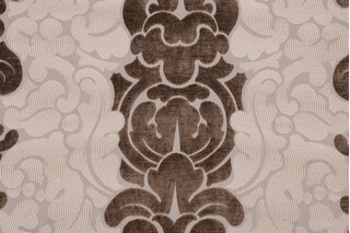 Triana Woven Chenille Damask Upholstery Fabric in Pecan