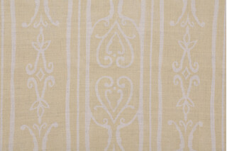 Maggie Du Segura Printed Linen Drapery Fabric in Straw for Dandelion Designs