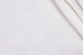 1 Yard Shell Trellis Woven Solution Dyed Acrylic Matelasse Outdoor Fabric in Ivory