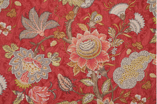 P Kaufmann Finley Printed Linen Blend Drapery Fabric in Rouge