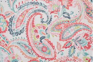 Paisley Printed Cotton Drapery Fabric in Fruit Punch