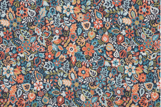 Milly Printed Cotton Drapery Fabric in Blue
