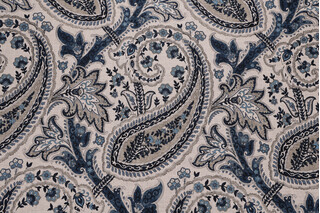 Williamsburg Plumtree Paisley Printed Linen Blend Drapery Fabric in Ink 