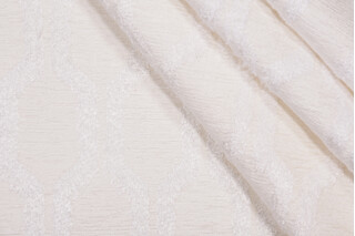 Hilary Farr Fringe Benefits Woven Chenille Upholstery Fabric in 143-Optic White for Covington 