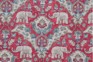 Covington Loxodonta Printed Linen Blend Drapery Fabric in 308-Vintage Rose 