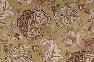 Microfibres Meadow Lark Printed Linen Blend Drapery Fabric in Leaf