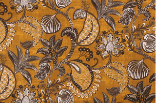 Stof France Bhopal Printed Cotton Drapery Fabric in Moutarde